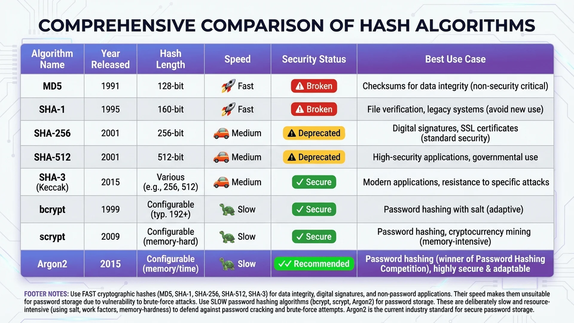 演算法安全性比較表