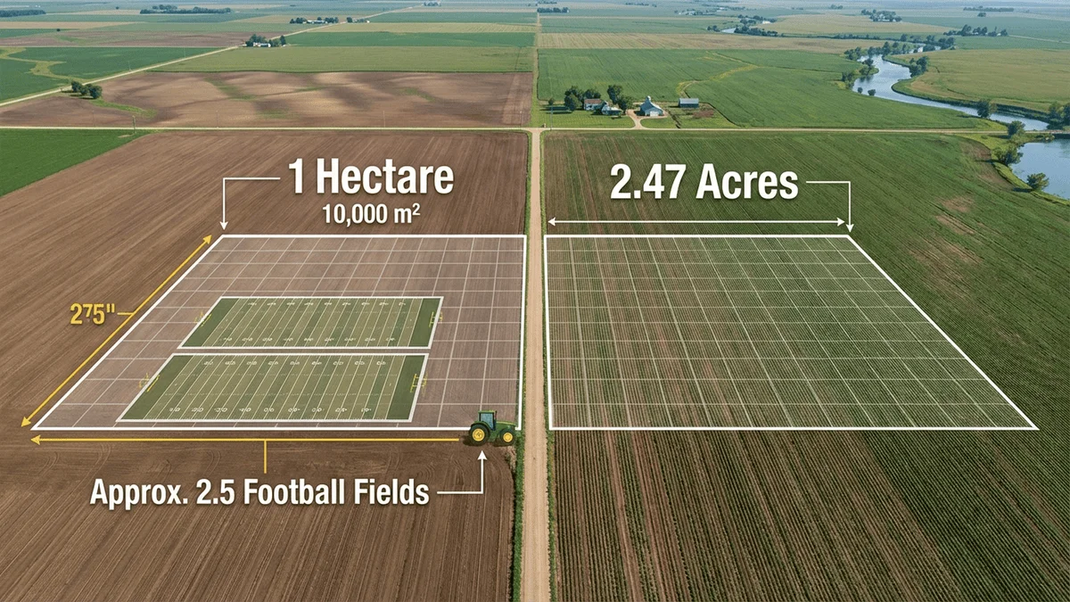 英畝與公頃農地面積比較圖