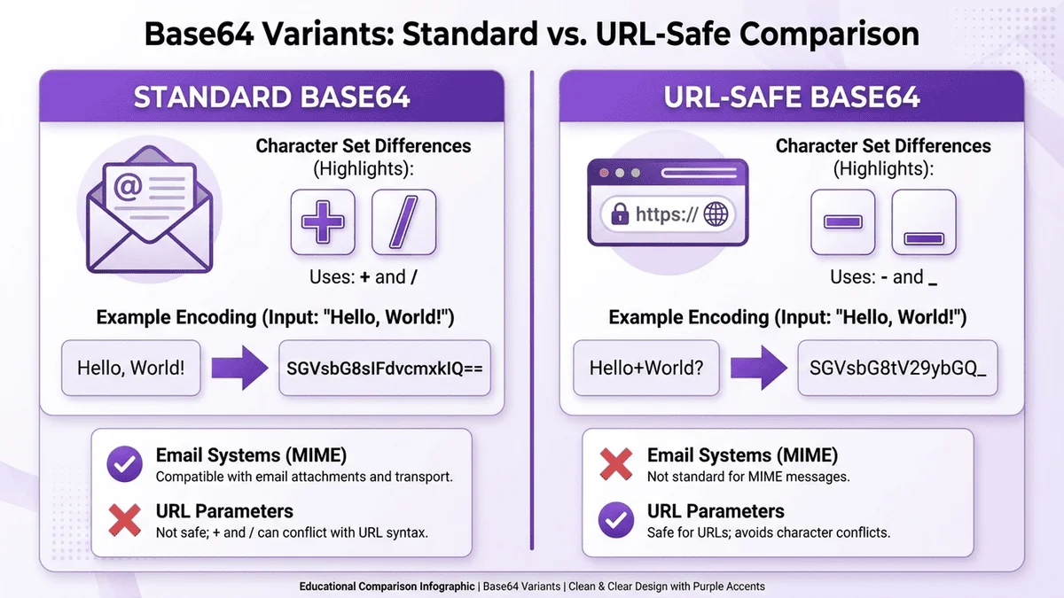 標準Base64與URL安全Base64比較圖