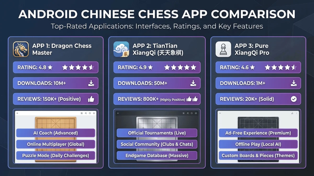 Android象棋應用比較圖表