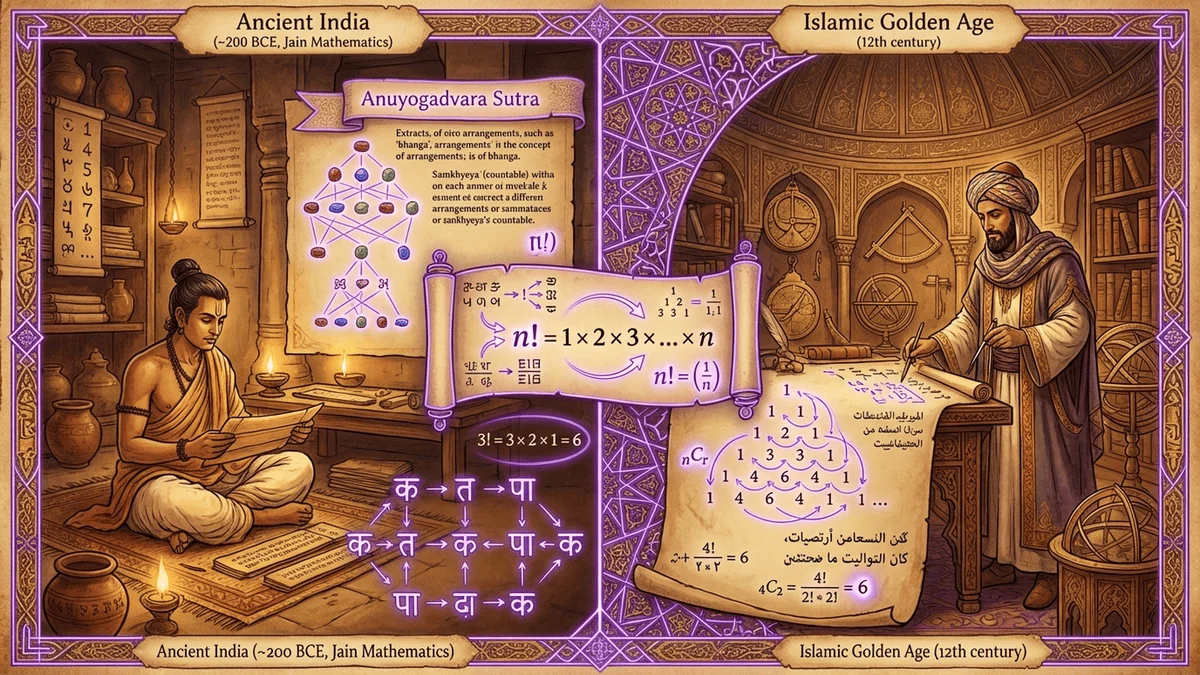 古代印度和阿拉伯數學家的排列組合研究插圖