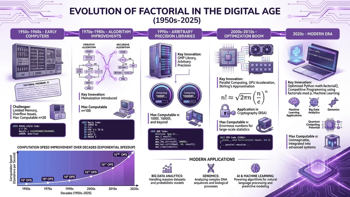 現代計算機時代的階乘計算發展，包含算法演進和應用擴展