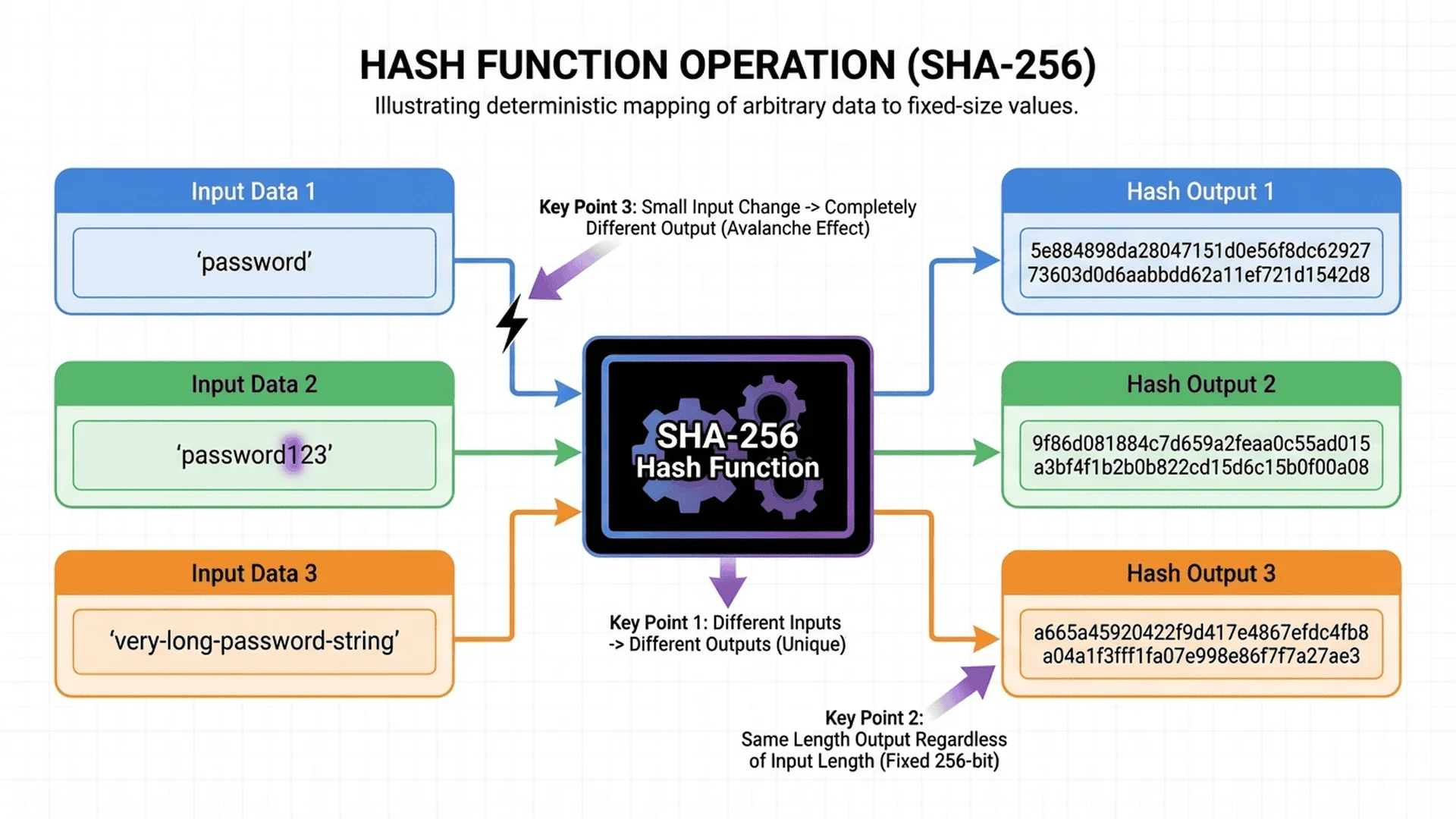 雜湊函數處理流程圖