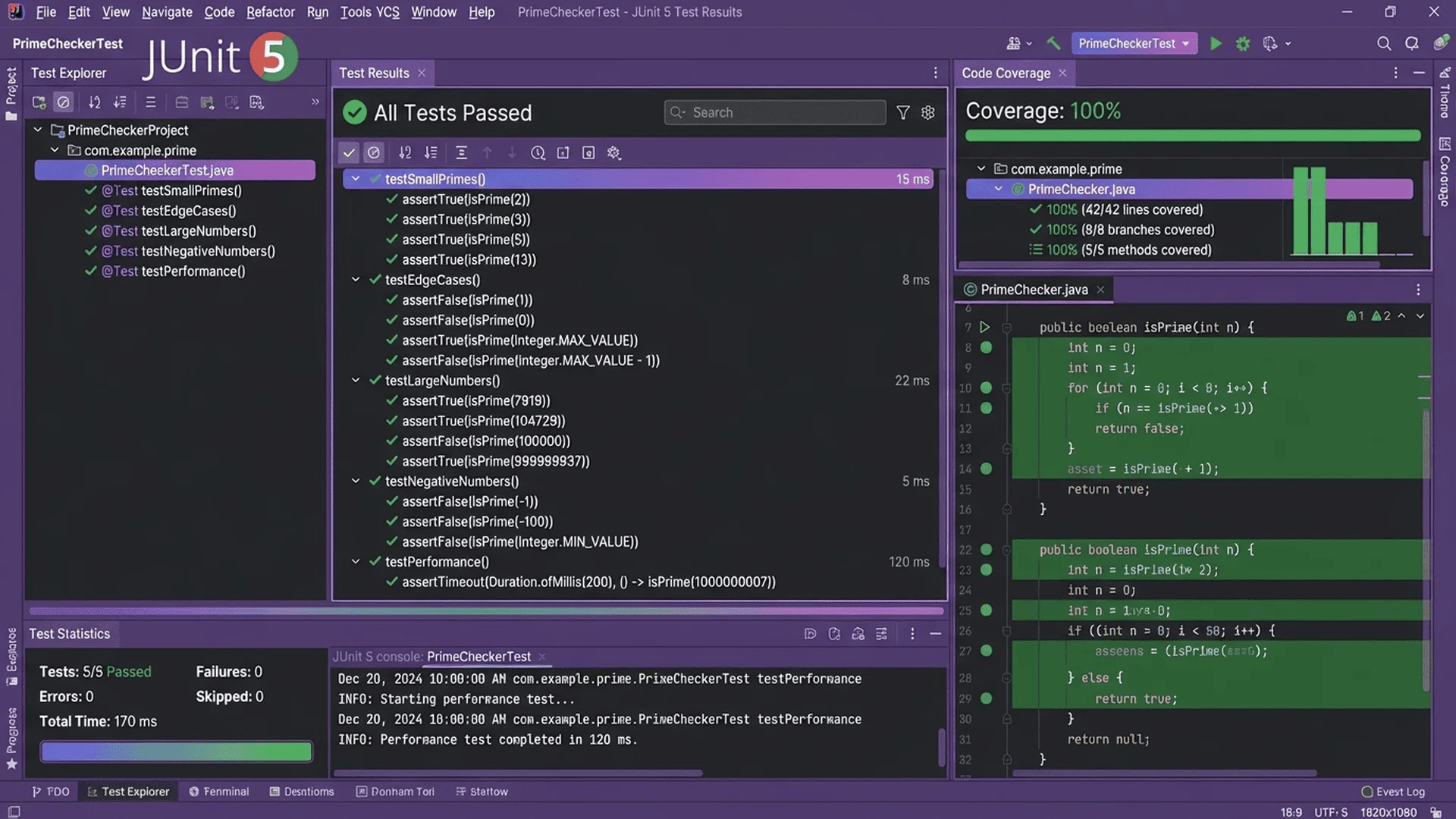 JUnit質數驗證測試案例