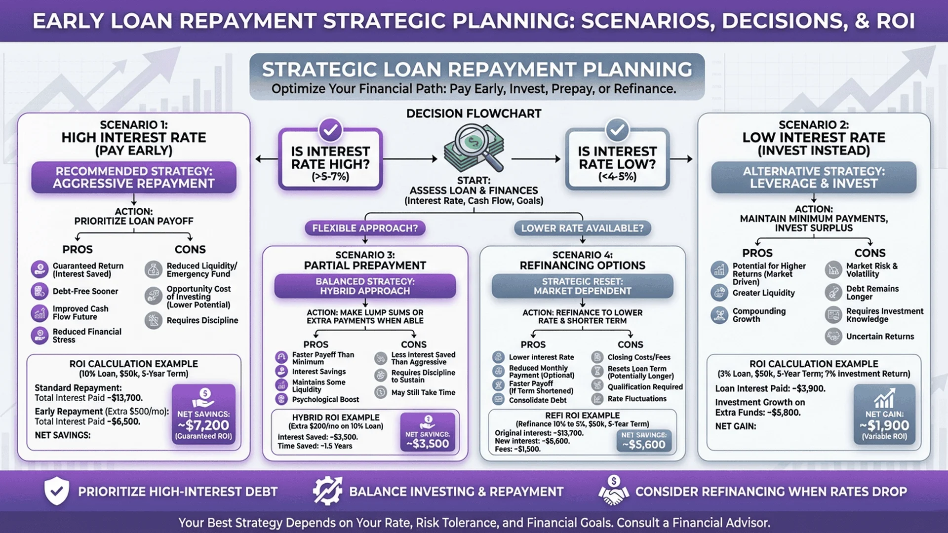 提前還款策略資訊圖表，分析不同情境的最佳還款方案
