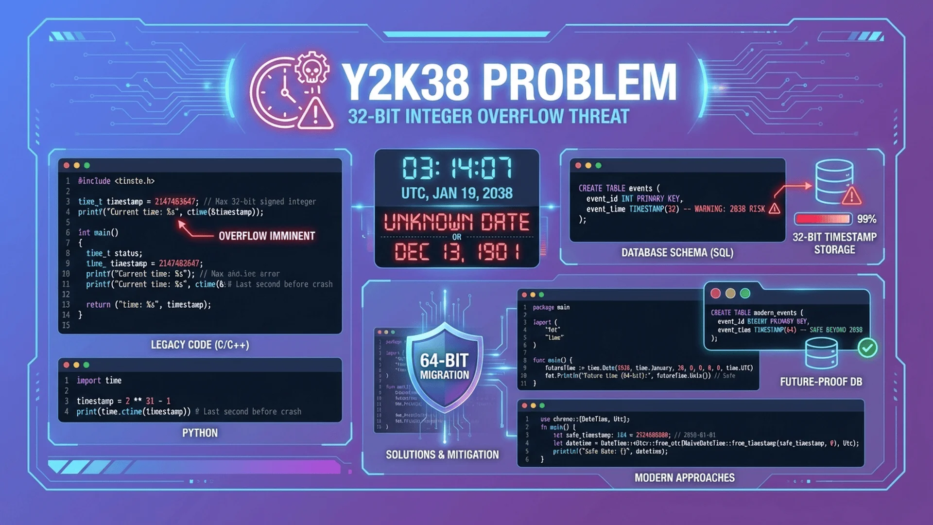 Y2K38問題分析與時間戳在編程中的應用