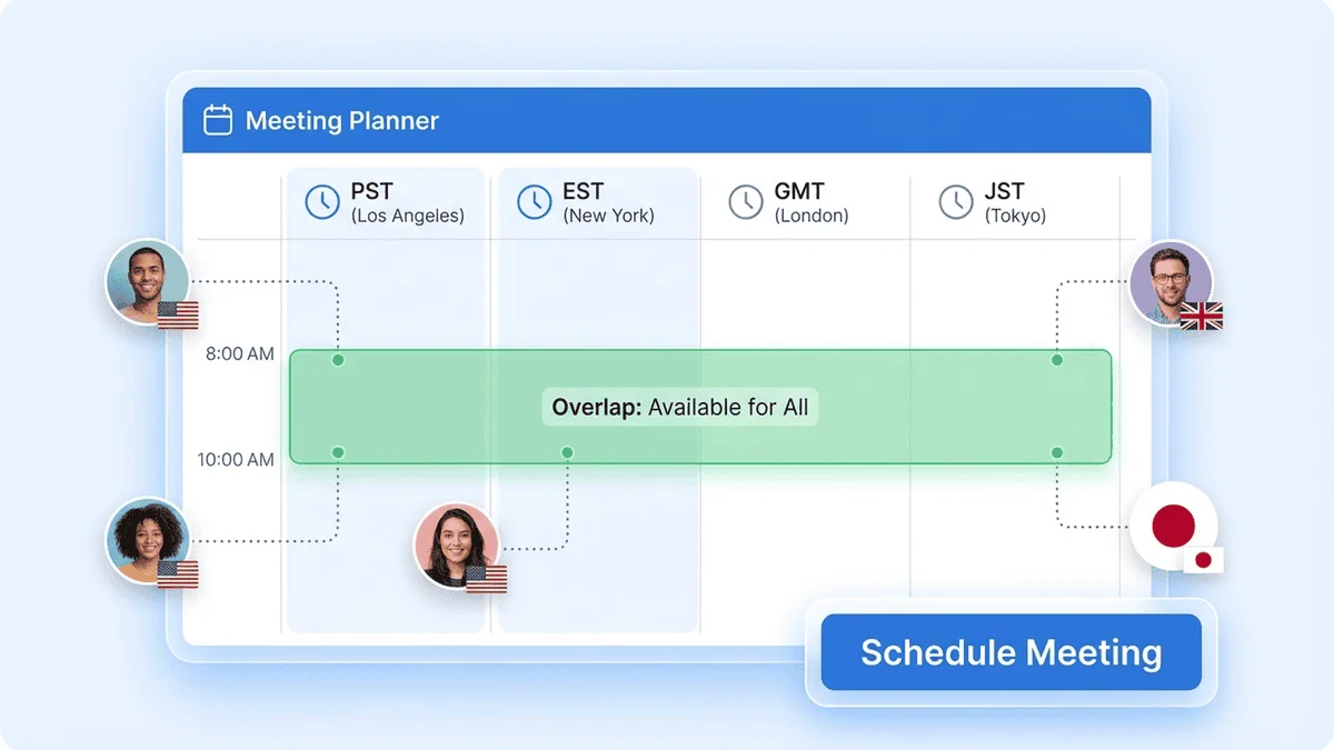 跨時區會議排程功能展示