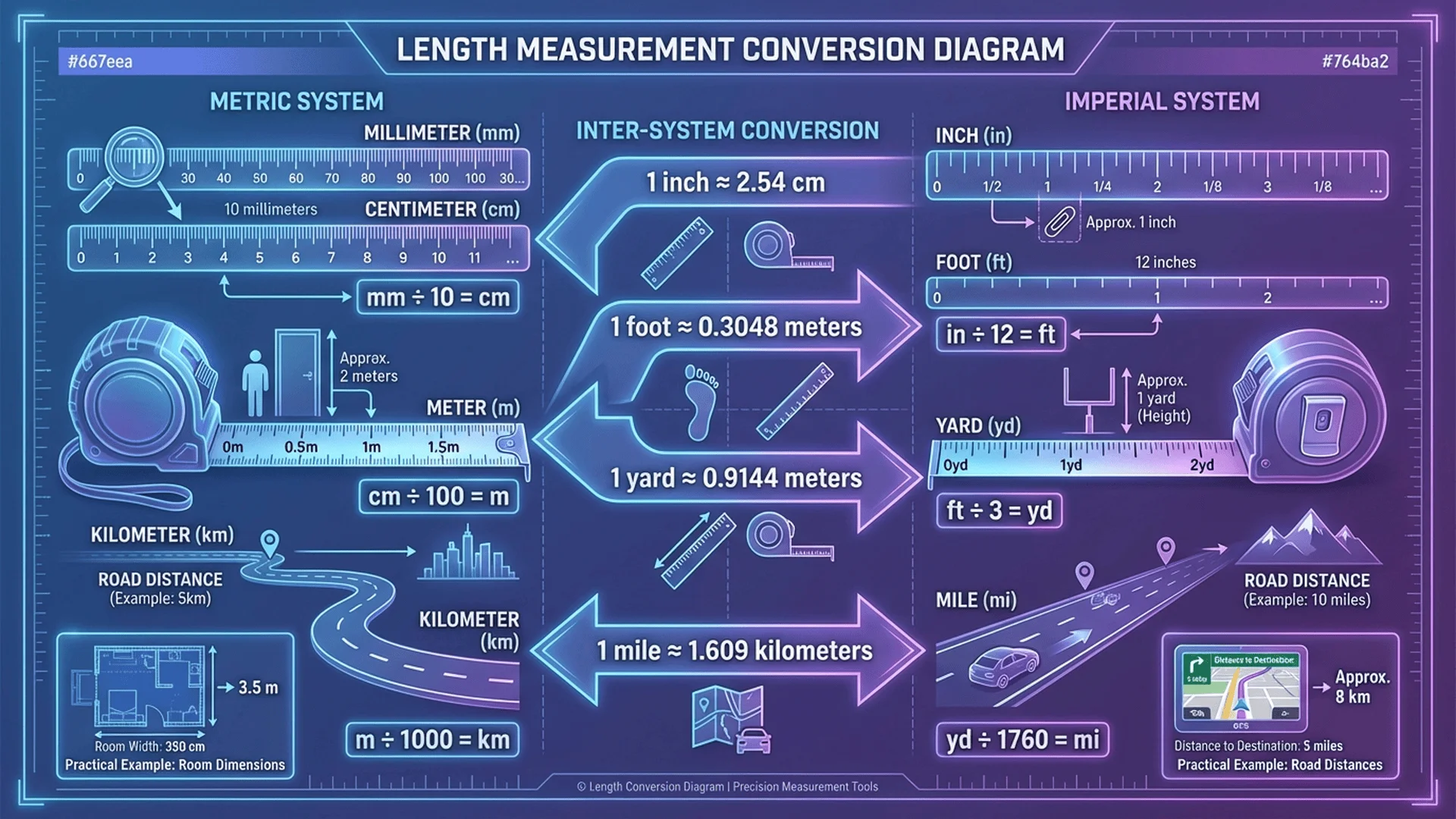 長度單位轉換：公里、英里、碼、呎換算關係