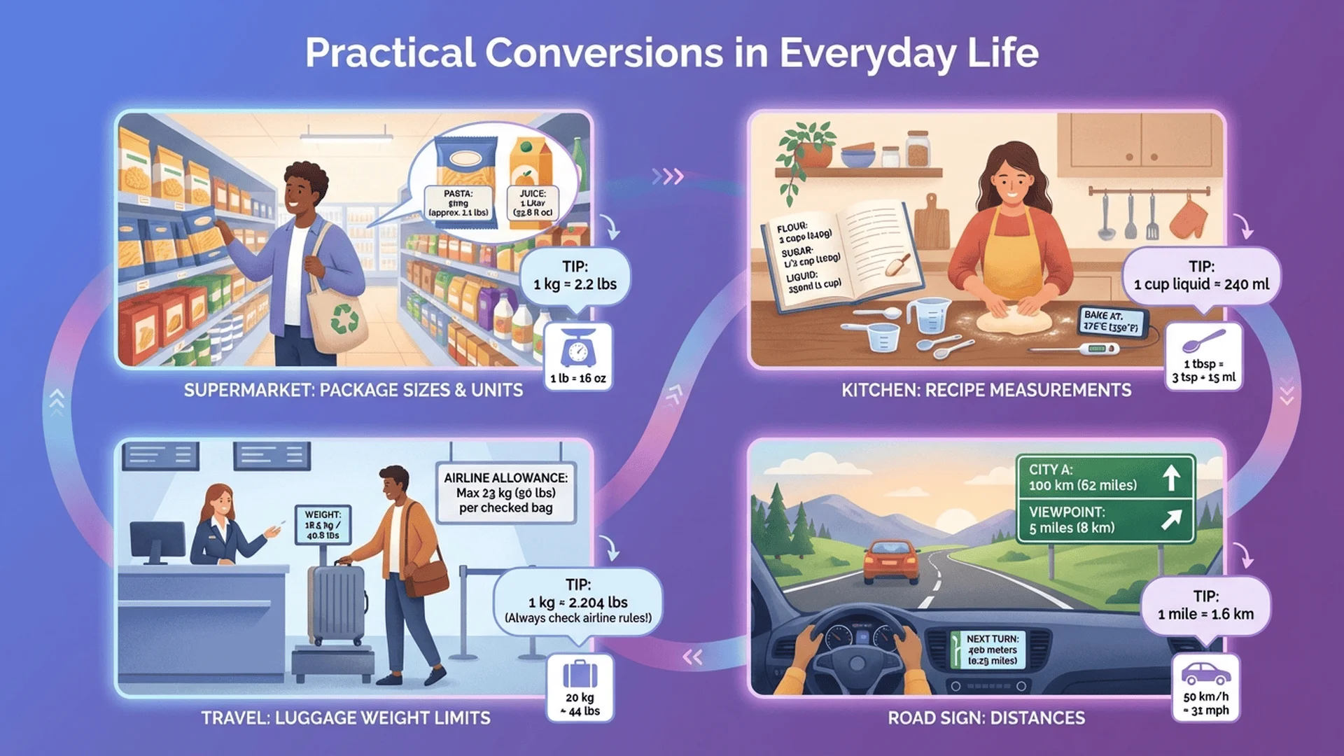 日常生活應用場景：購物、烹飪、旅行單位轉換實戰