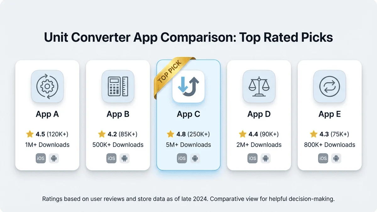單位轉換應用程式評分比較